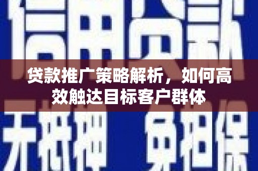 西盟贷款推广策略解析，如何高效触达目标客户群体