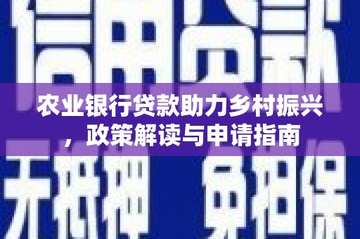 西盟农业银行贷款助力乡村振兴，政策解读与申请指南