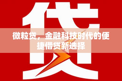 西盟微粒贷，金融科技时代的便捷借贷新选择